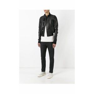 Rick Owens Calf Leather Cropped Bomber Jacket